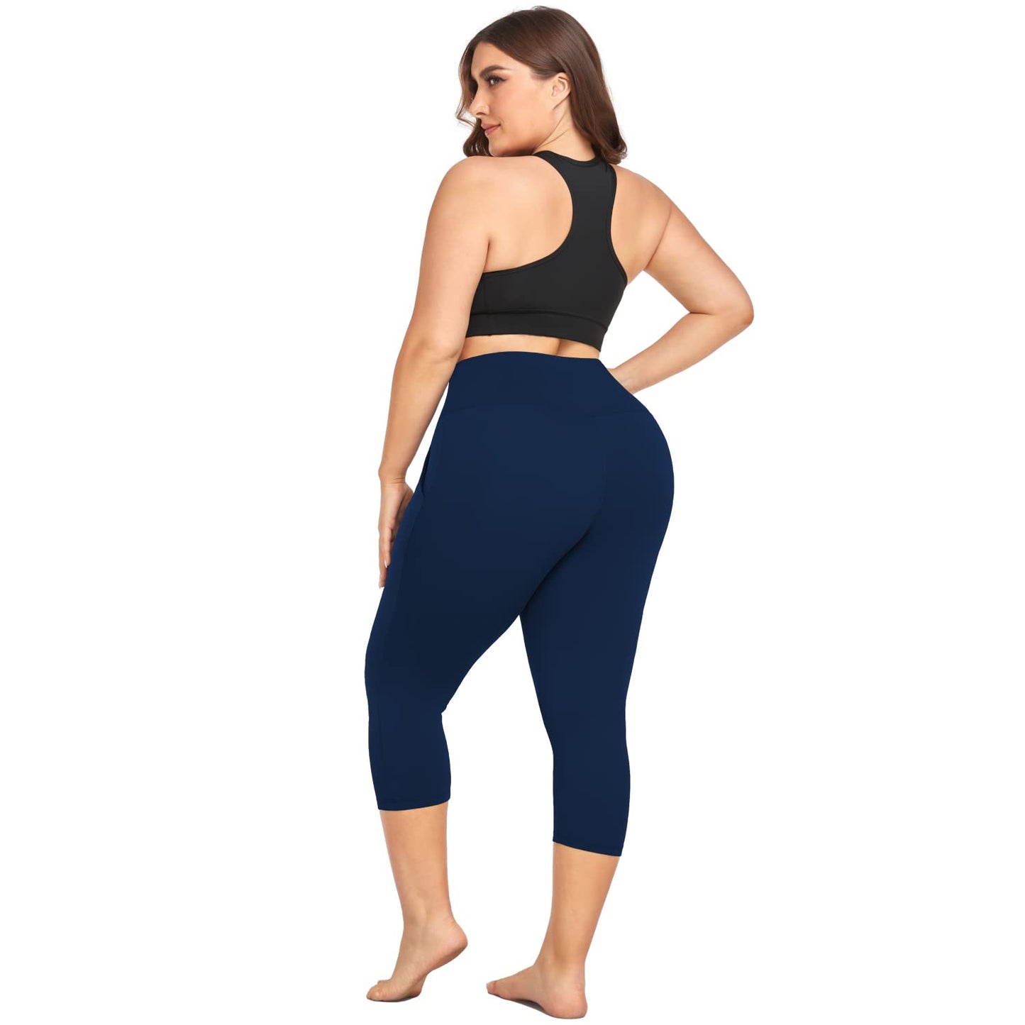 MOREFEEL Plus Size Capri Leggings with Pockets