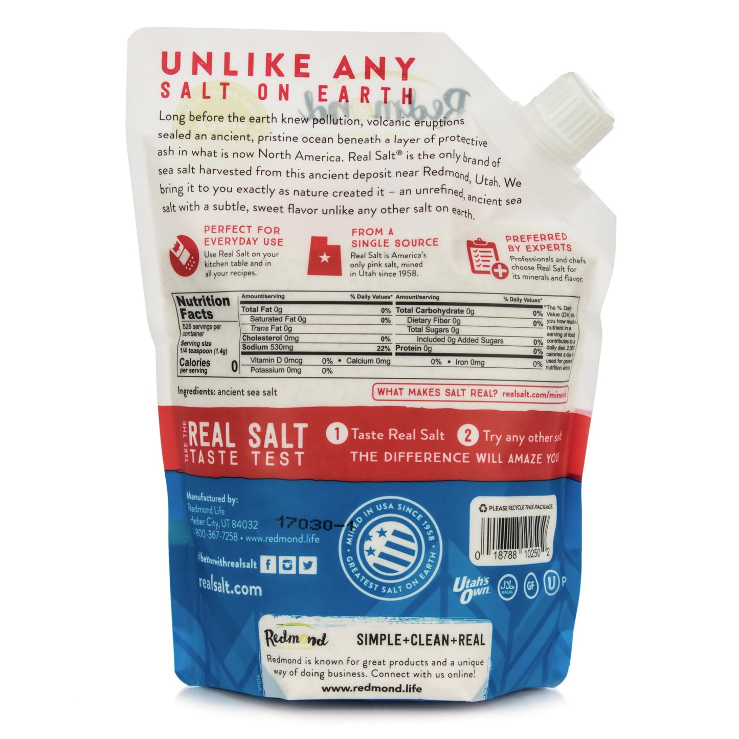 Redmond Real Salt - Ancient Fine Sea Salt, Unrefined Mineral Salt