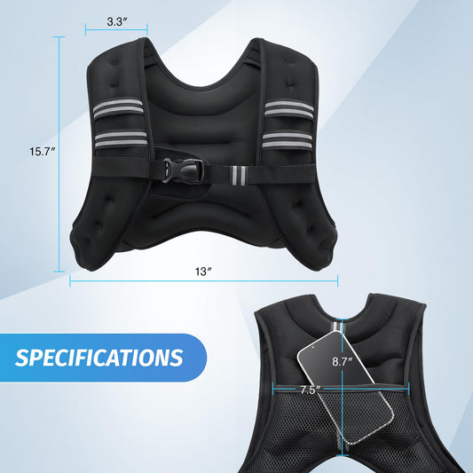 ZELUS Weighted Vest, 6lb/8lb/12lb/16lb/20lb/25lb/30lb