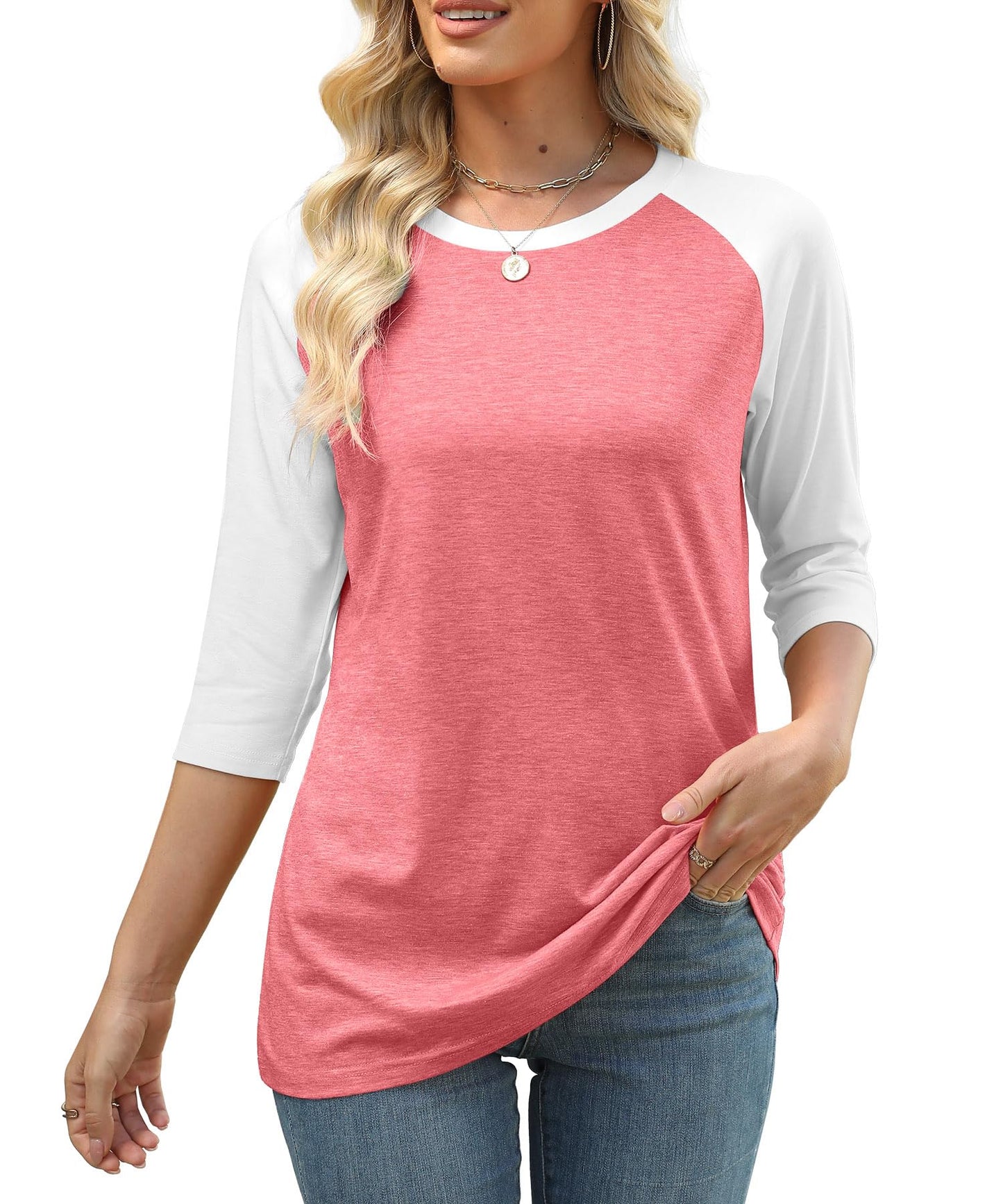 Heymiss Tops for Women Dressy Casual 3/4 Sleeve Tunic