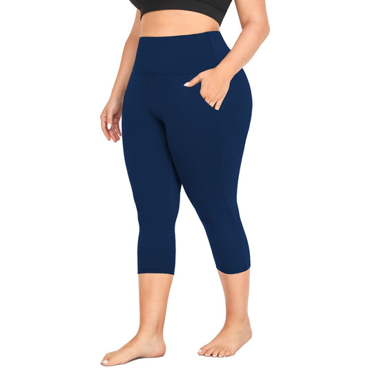 MOREFEEL Plus Size Capri Leggings with Pockets