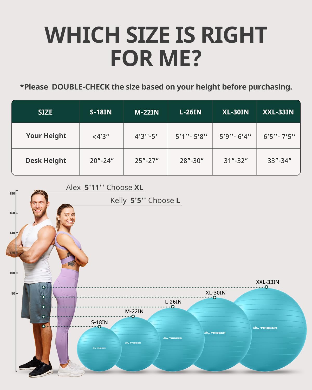 Trideer Yoga Ball Exercise Ball