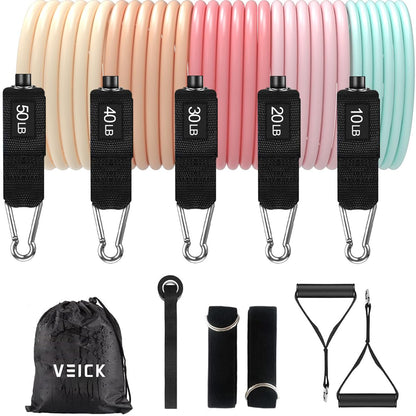 VEICK Adjustable Resistance Bands Set (Up to 150 lb)