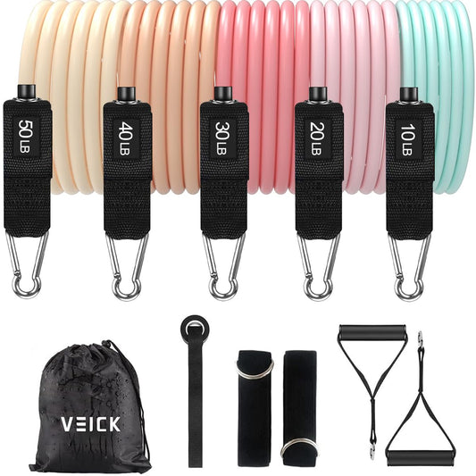 VEICK Adjustable Resistance Bands Set (Up to 150 lb)