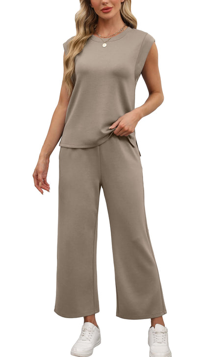 OFEEFAN Matching Sets Women Clothing Sleeveless