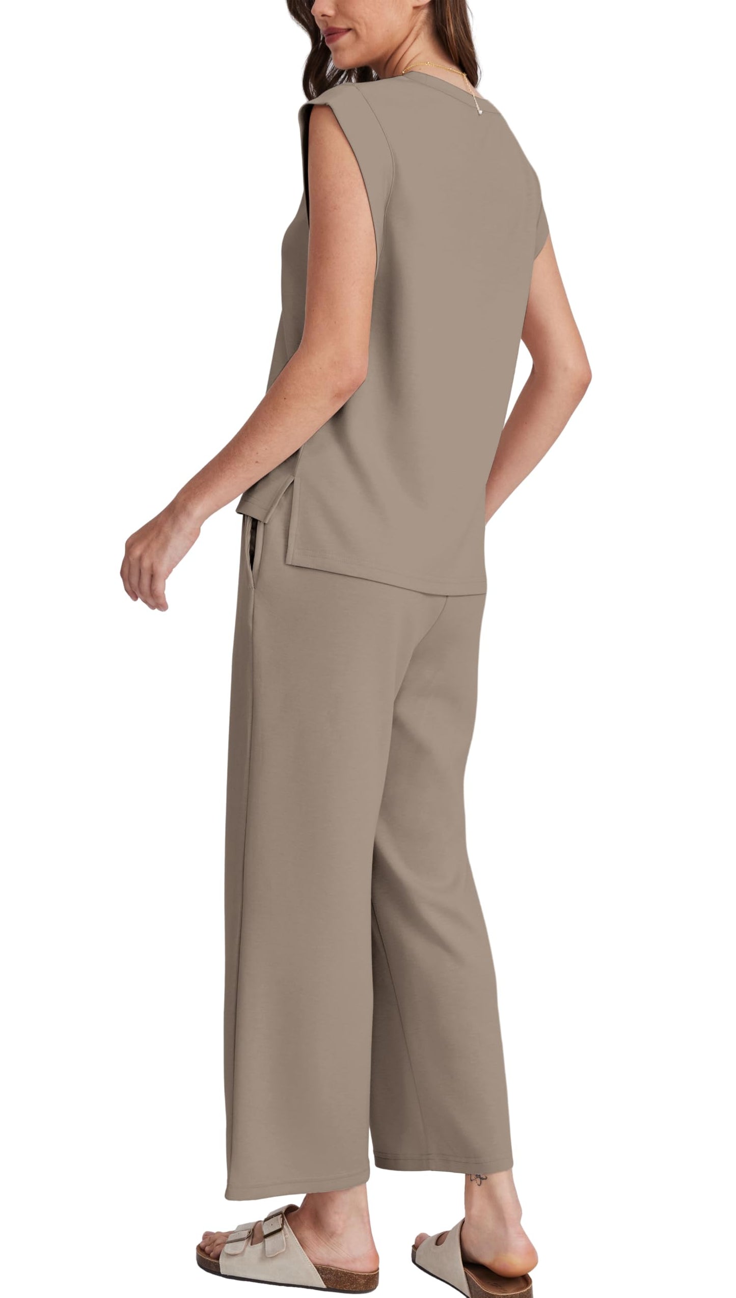 OFEEFAN Matching Sets Women Clothing Sleeveless