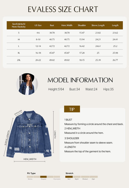 EVALESS Boyfriend Distressed Denim Jacket