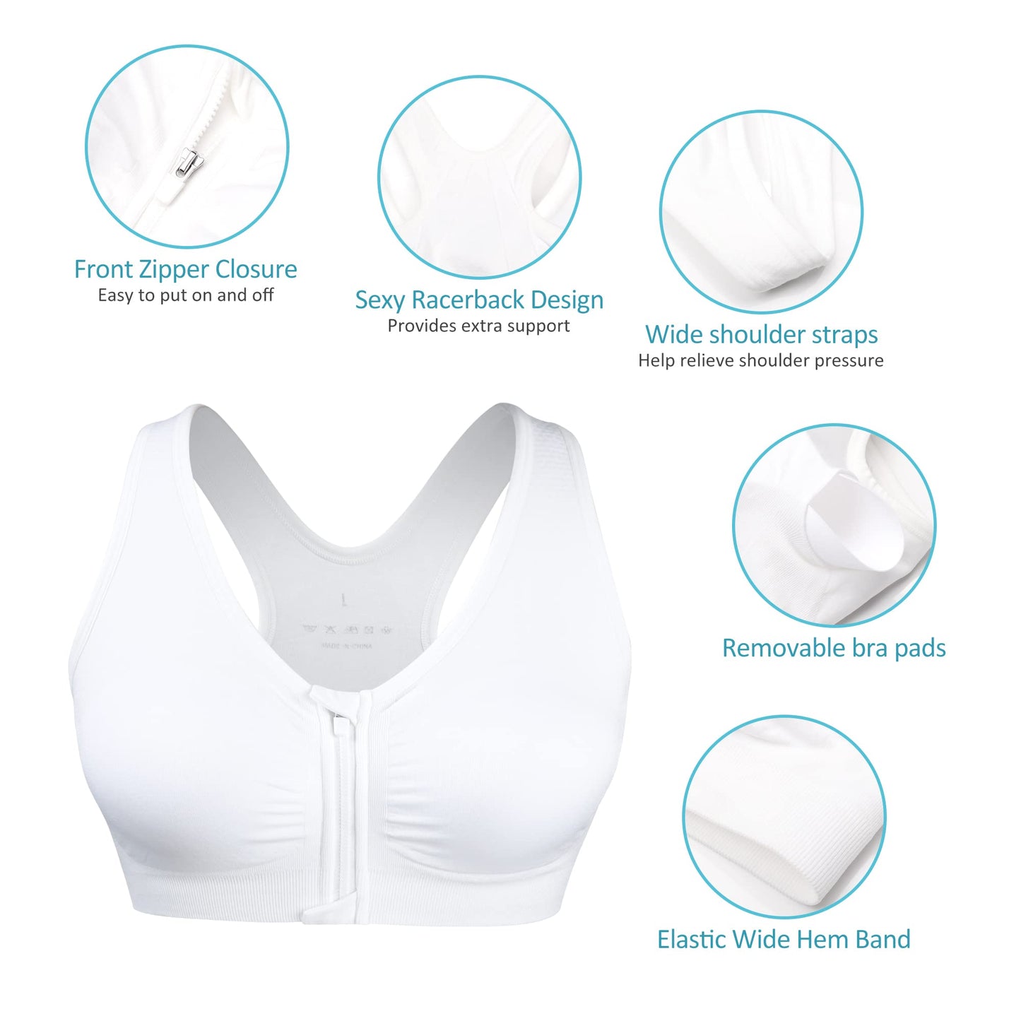 3-Pack Racerback Wireless Sports Bras