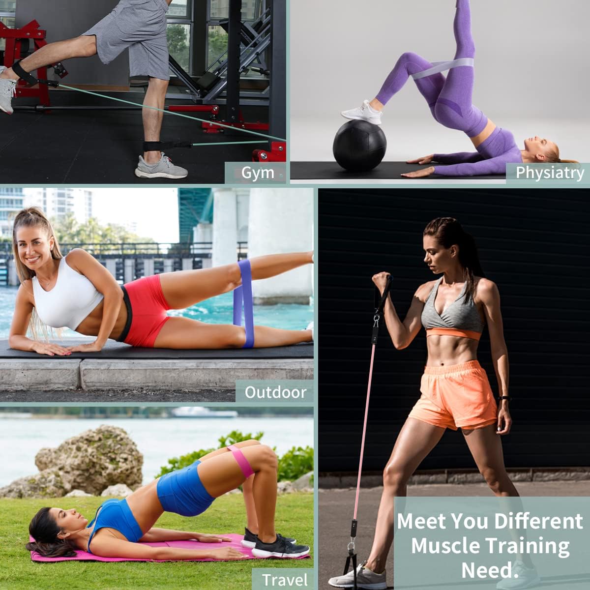 VEICK Adjustable Resistance Bands Set (Up to 150 lb)