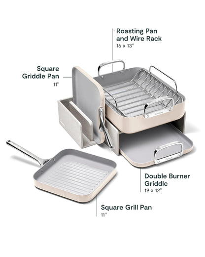 Caraway Square Cookware Set - Square Pans Set - Non-Stick Ceramic Coated Pans - Non Toxic