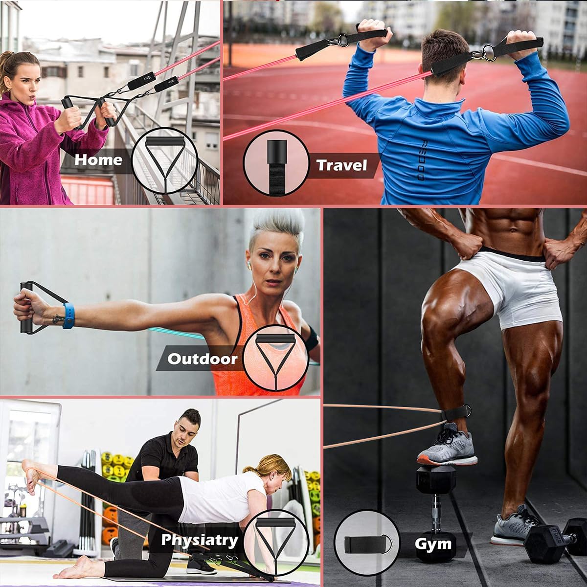 VEICK Adjustable Resistance Bands Set (Up to 150 lb)