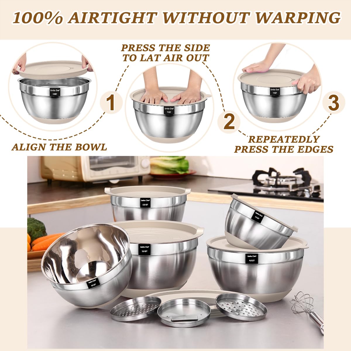 Umite Chef Mixing Bowls Set (6–8 Pieces)