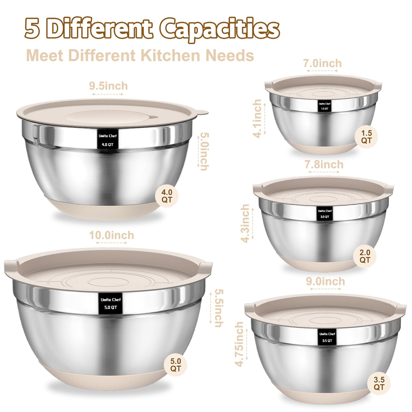 Umite Chef Mixing Bowls Set (6–8 Pieces)
