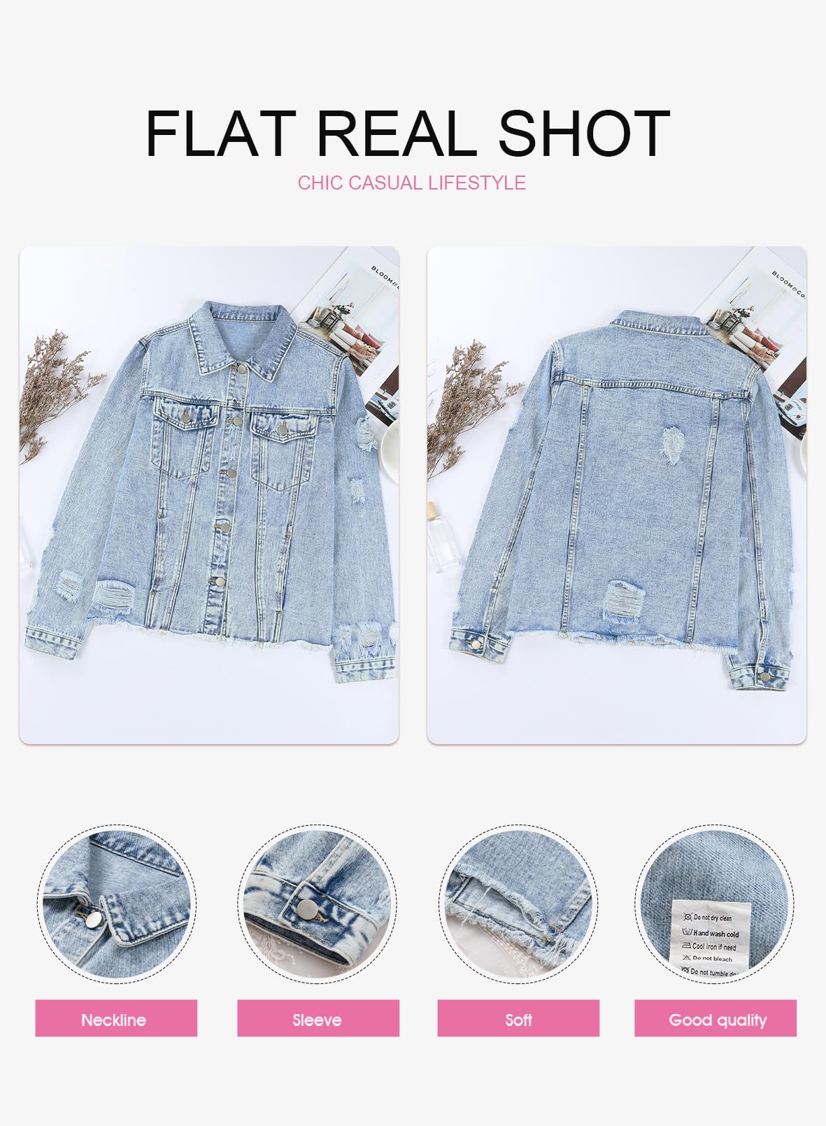 EVALESS Boyfriend Distressed Denim Jacket
