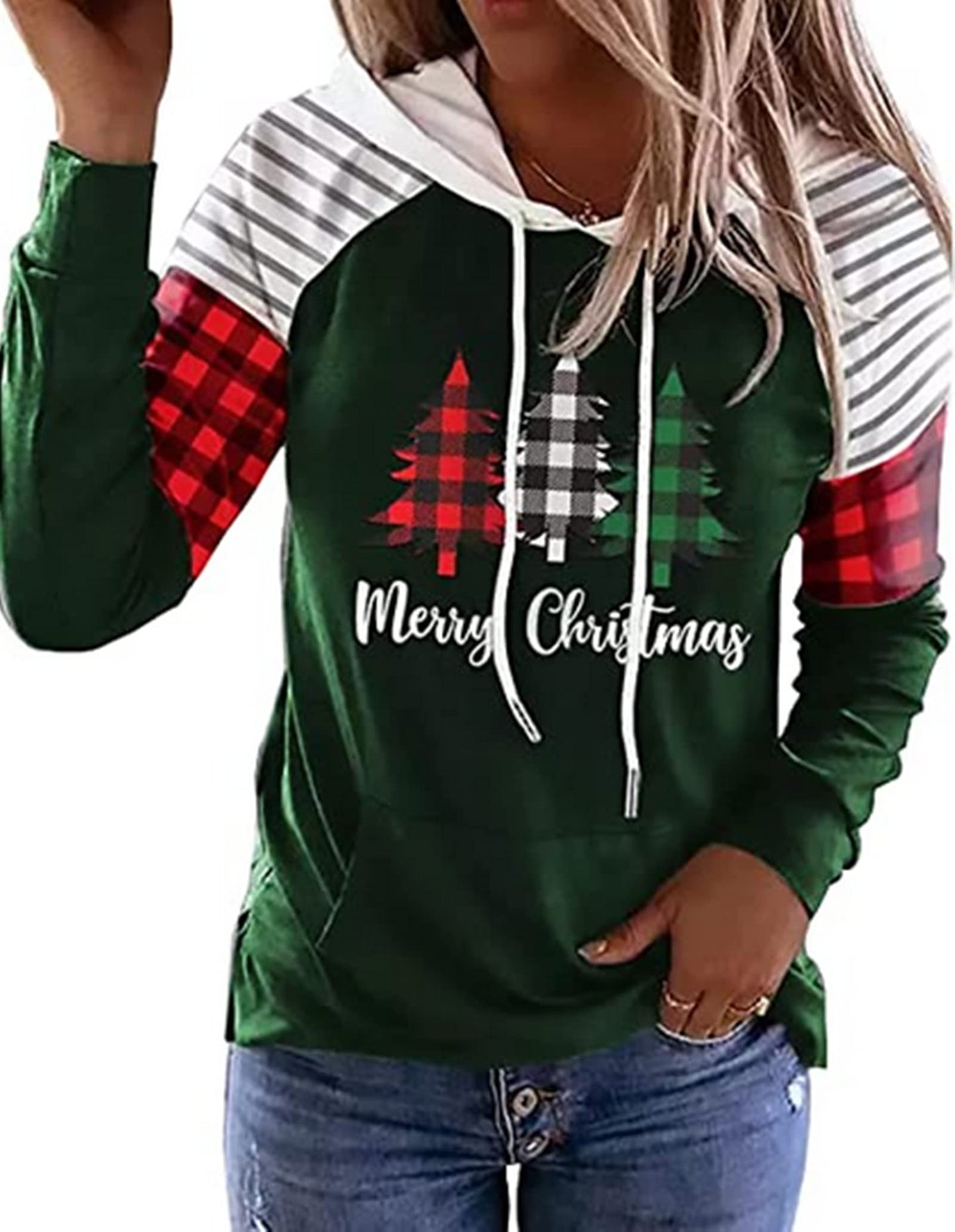 Christmas Buffalo Splicing Sweatshirt Pullover