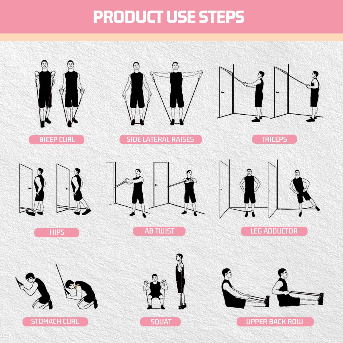 VEICK Adjustable Resistance Bands Set (Up to 150 lb)