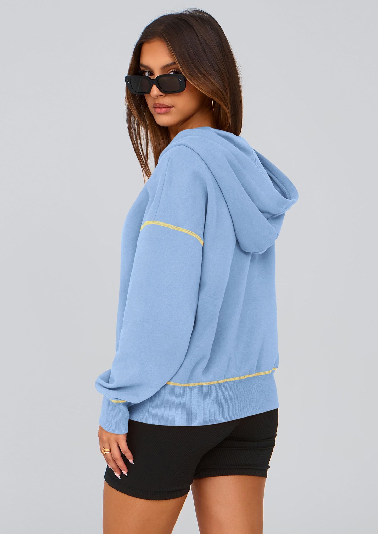 PRETTYGARDEN Half-Zip Cropped Hooded Sweatshirt