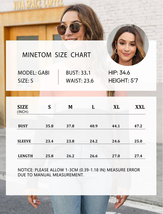 Minetom Women's Color Block Tunic Tops Casual Long Sleeve Shirts