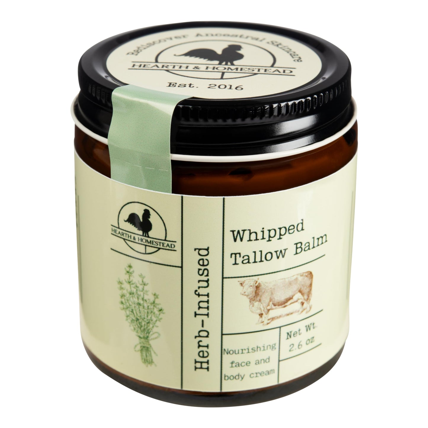 Hearth & Homestead Whipped Tallow Balm (Unscented, Herb-Infused)