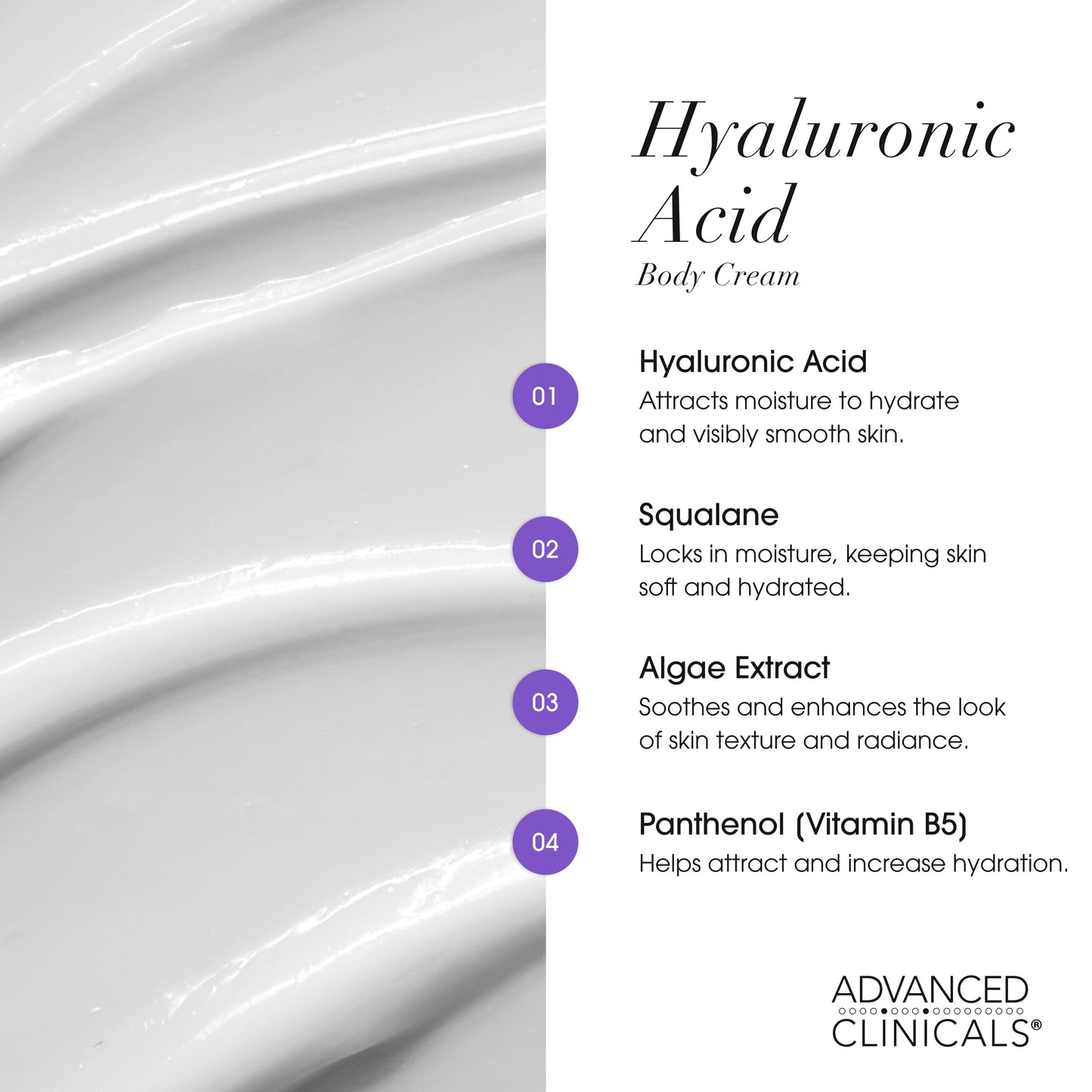 Advanced Clinicals Hyaluronic Acid Moisturizer Body Cream