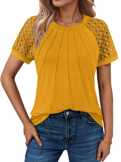 Lace Sleeve Knit Tee for Effortless Everyday Elegance
