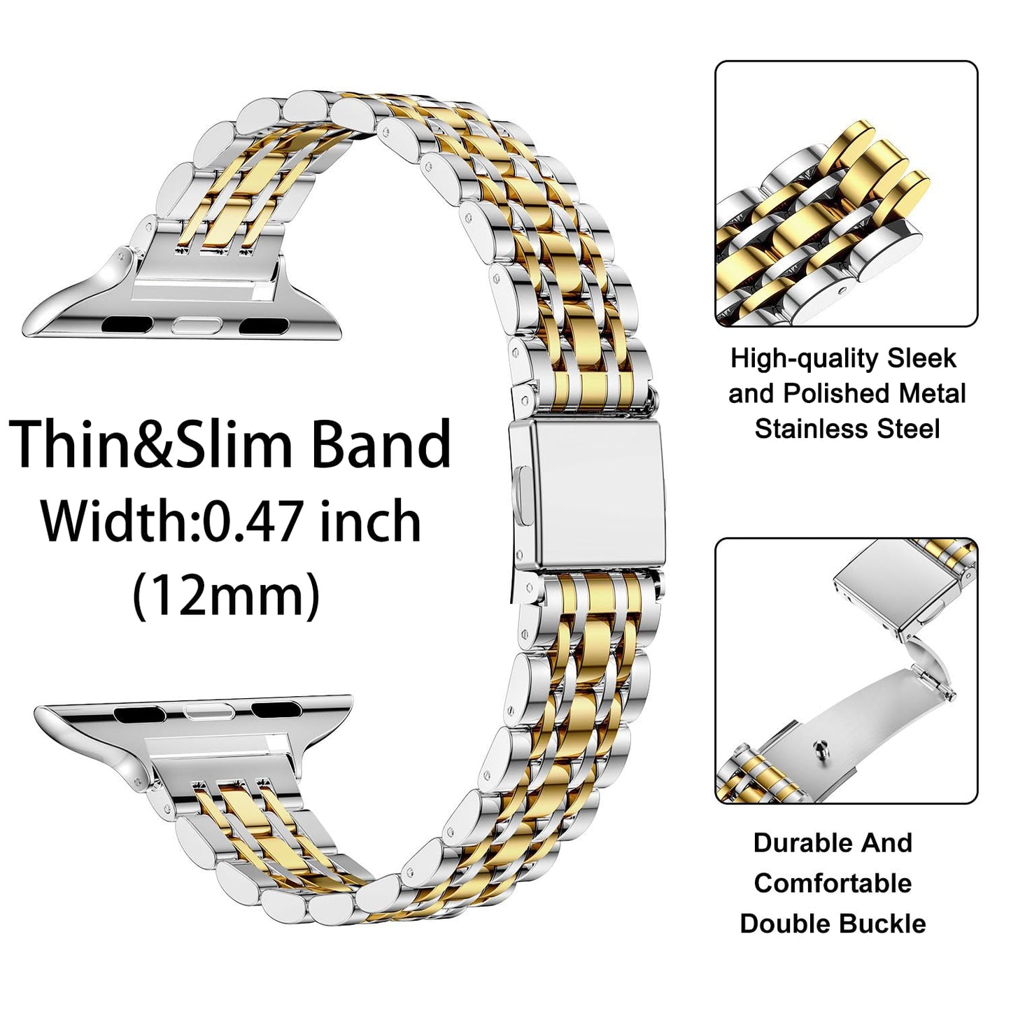 MioHHR Slim Metal Band Compatible with Apple Watch Band