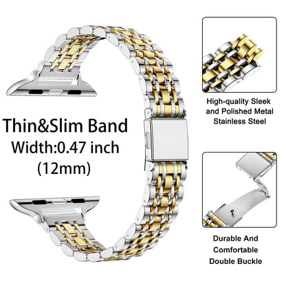 MioHHR Slim Metal Band Compatible with Apple Watch Band