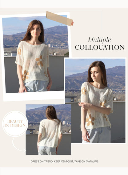 Dokotoo Floral Crochet Summer Pullover