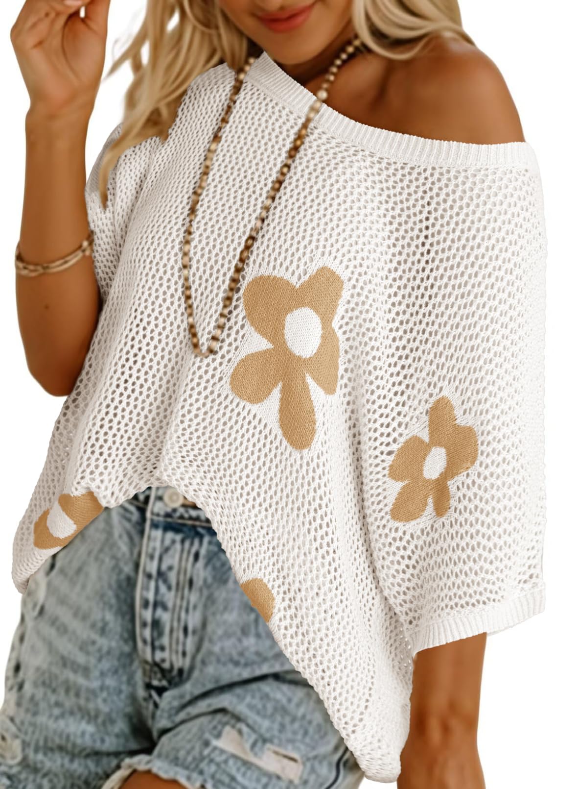 Dokotoo Floral Crochet Summer Pullover