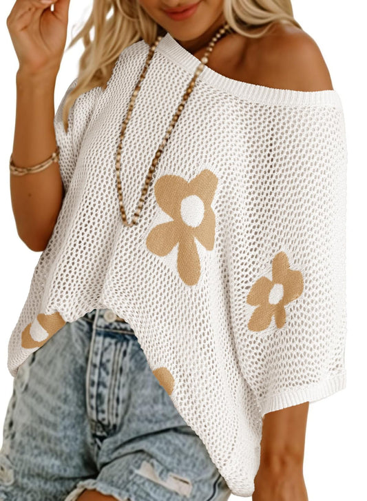 Dokotoo Floral Crochet Summer Pullover