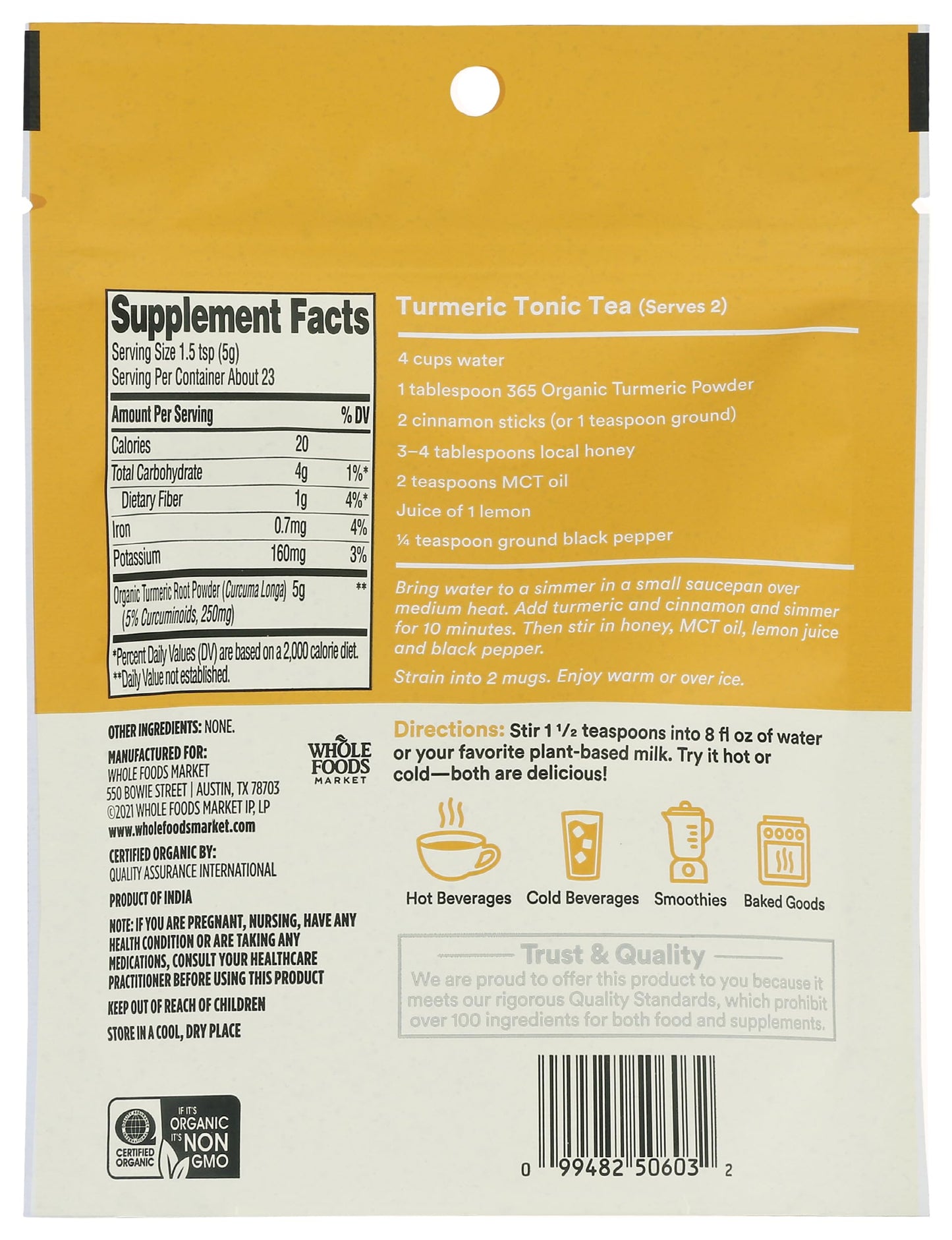 365 by Whole Foods Market, Organic Turmeric Superfood Powder, 4 Ounce