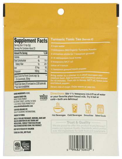 365 by Whole Foods Market, Organic Turmeric Superfood Powder, 4 Ounce