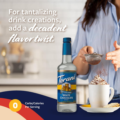 Torani Sugar-Free White Chocolate Syrup - Pump Included, 25.4 Fl Oz