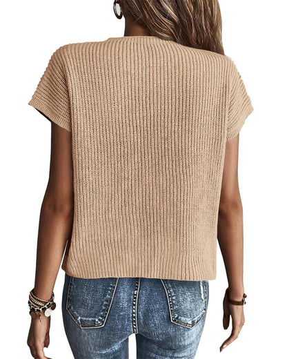 KIRUNDO Lightweight Cotton Knit Cap-Sleeve Sweater