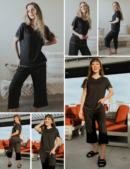 Ekouaer Women’s Sleepwear Capri Pajama Set