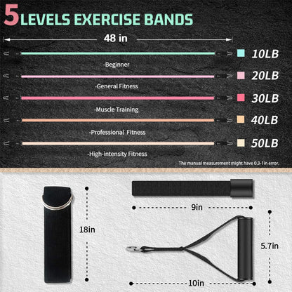 VEICK Adjustable Resistance Bands Set (Up to 150 lb)