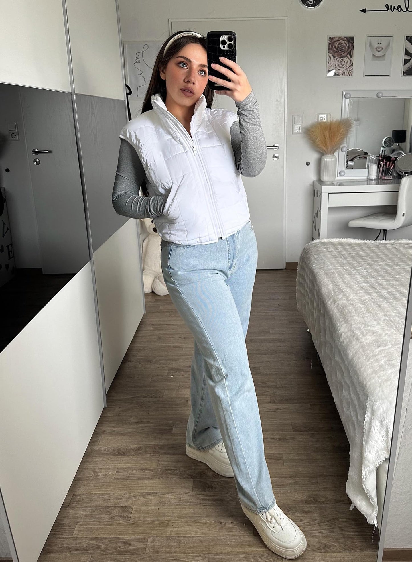 Zeagoo White Puffer Vest Women