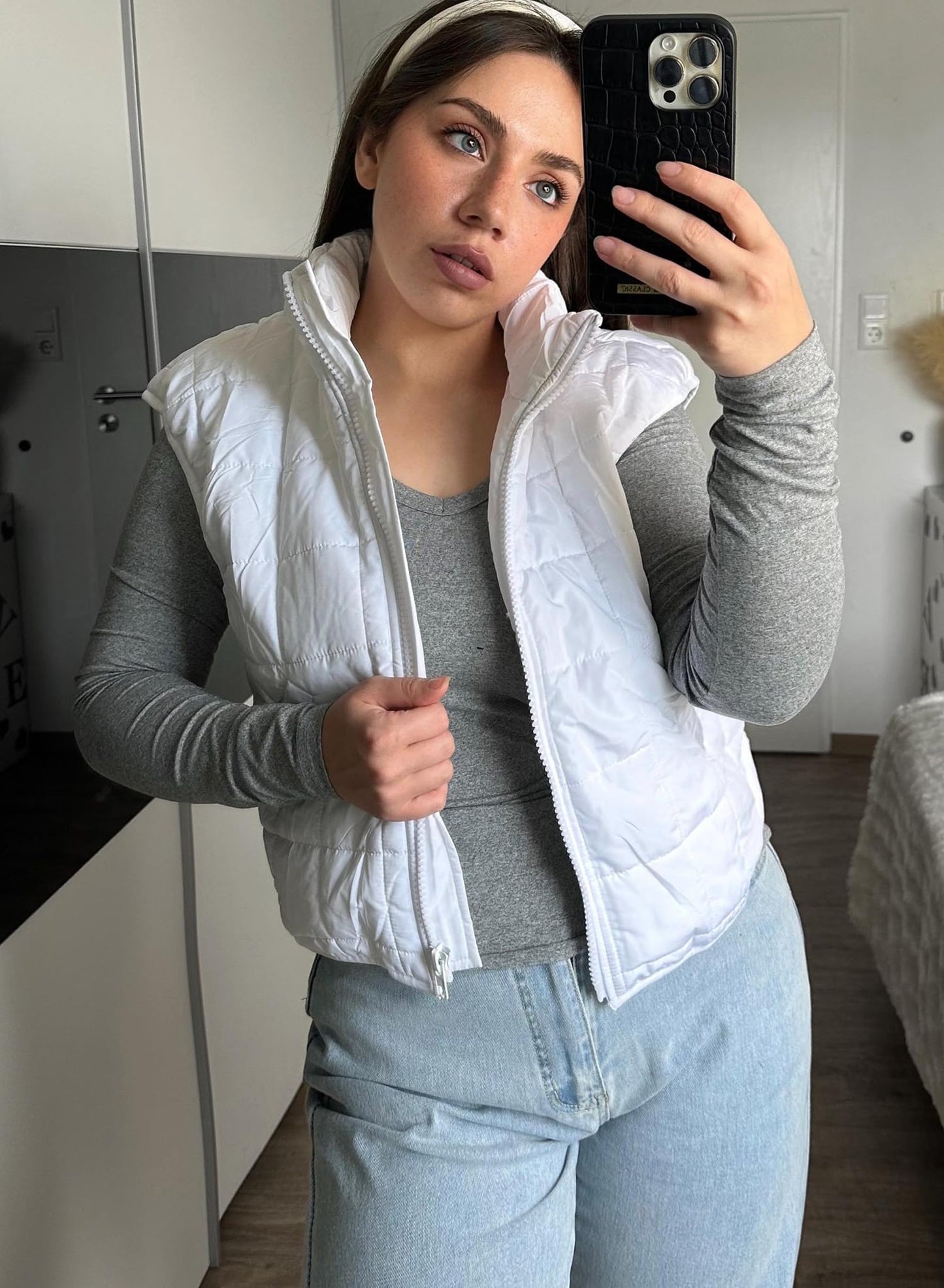 Zeagoo White Puffer Vest Women