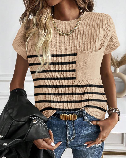 KIRUNDO Lightweight Cotton Knit Cap-Sleeve Sweater