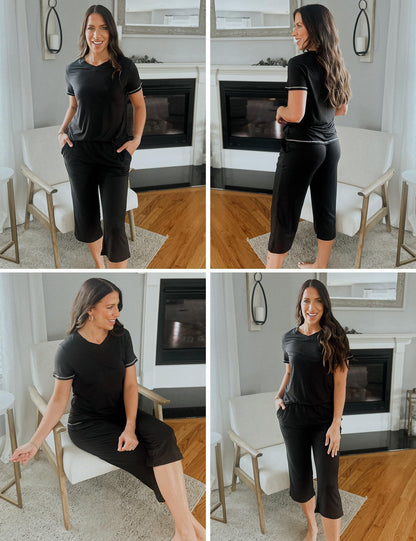 Ekouaer Women’s Sleepwear Capri Pajama Set
