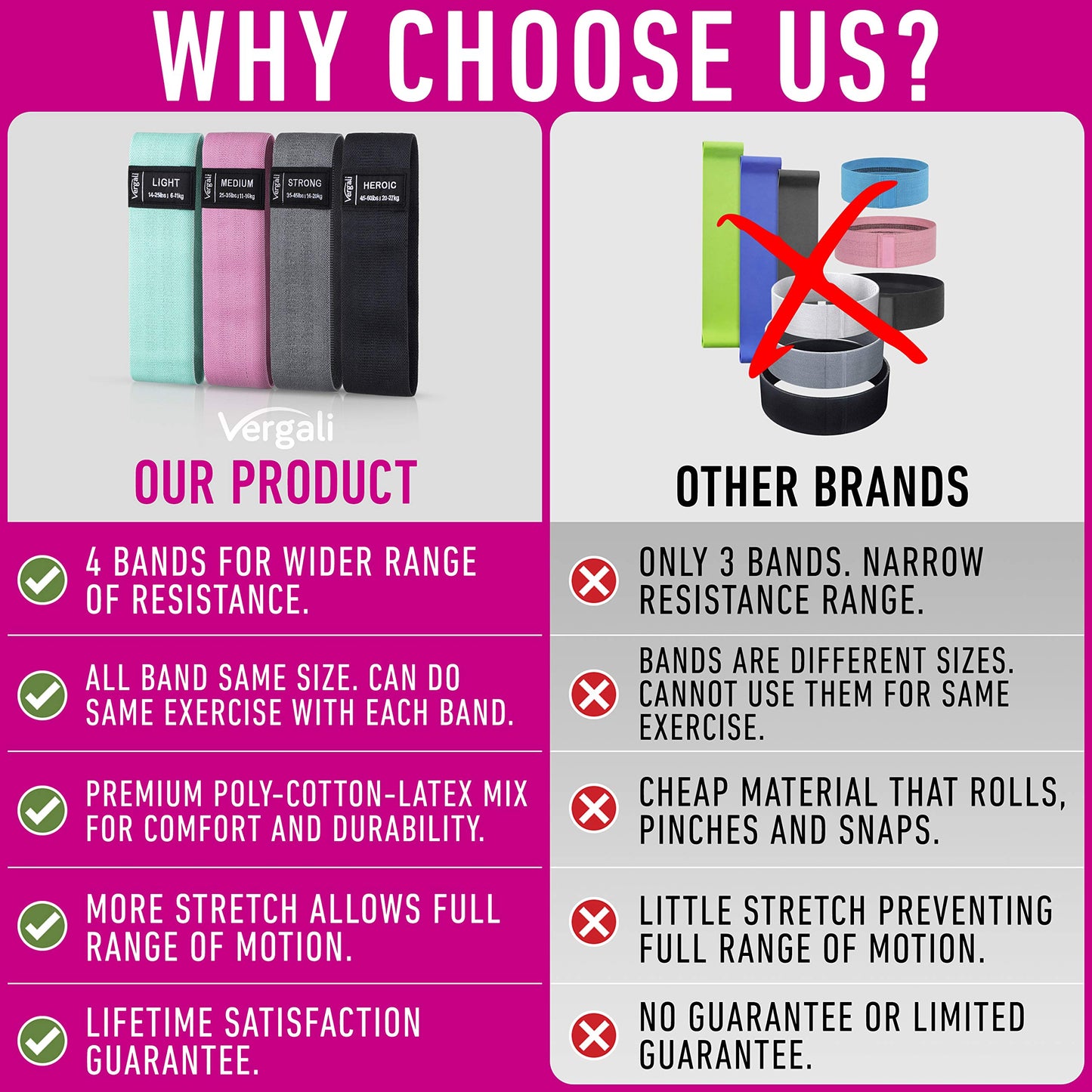 Vergali Fabric Booty Resistance Bands (Set of 4)